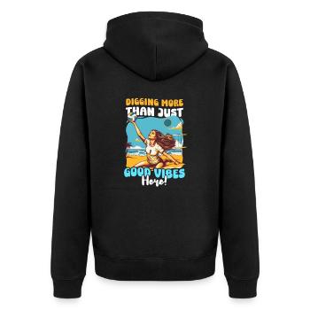 Volleyball Digging More Than Just Good Vib Here! - Unisex Premium Organic Zip Hoodie - black - Back - Nico (187cm)