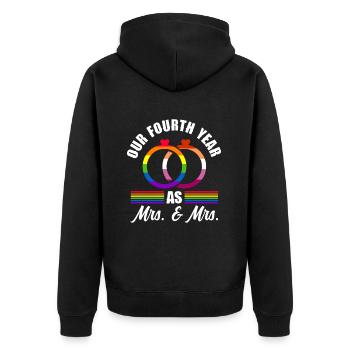 Our fourth year as Mrs & Mrs Lesbian Wedding G - Unisex Premium Organic Zip Hoodie - black - Back - Nico (187cm)