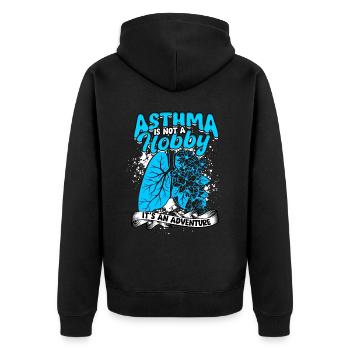 Asthma Is Not A Hobby It's An Adventure - Unisex Premium Organic Zip Hoodie - black - Back - Nico (187cm)