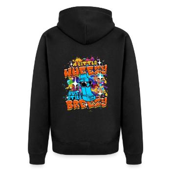 Asthma A Little Wheezy But Still Breezy - Unisex Premium Bio Zip Hoodie - Schwarz - Hinten - Nico (187cm)