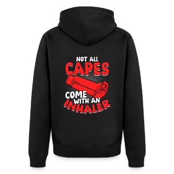 Asthma Not All Capes Come With An Inhaler - Unisex Premium Bio Zip Hoodie - Schwarz - Hinten - Nico (187cm)
