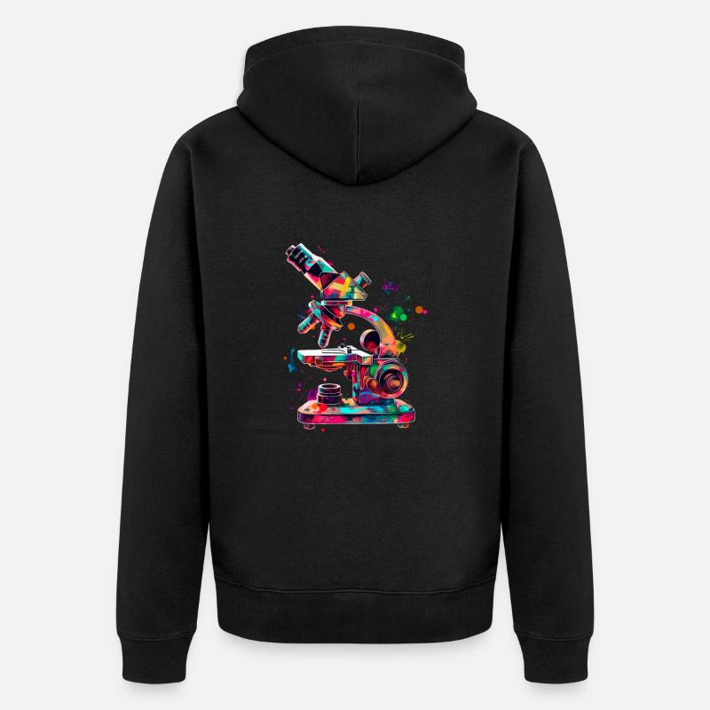 Microscopy Scientist Biologist Microscope - Unisex Premium Bio Zip Hoodie - Schwarz