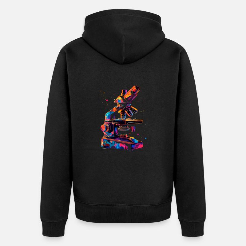 Microscopy Scientist Biologist Microscope - Unisex Premium Bio Zip Hoodie - Schwarz