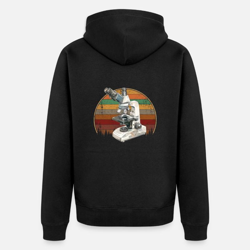 Microscopy Scientist Biologist Microscope - Unisex Premium Bio Zip Hoodie - Schwarz