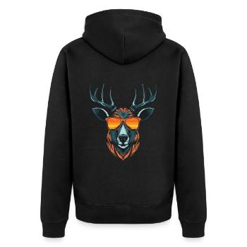 Hirsch Kopf Porträt Cool - Unisex Premium Bio Zip Hoodie - Schwarz - Hinten - Nico (187cm)