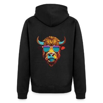 Bull Head Portrait Cool Taurus - Unisex Premium Organic Zip Hoodie - black - Back - Nico (187cm)
