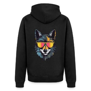 Portrait de tête de loup Cool - Veste à capuche bio Premium Unisexe - noir - Dos - Nico (187cm)