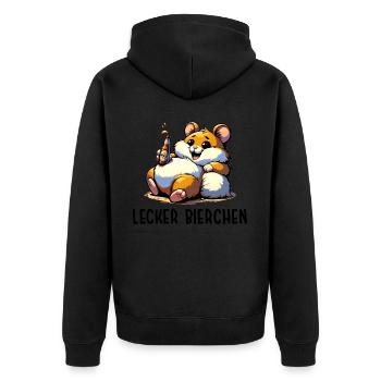 LECKER BIERCHEN Sad Hamster Meme - Unisex Premium Bio Zip Hoodie - Schwarz - Hinten - Nico (187cm)