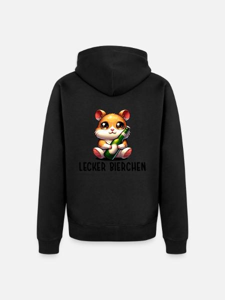 YUMMY BEER Sad Hamster Meme - Unisex Premium Organic Zip Hoodie - black