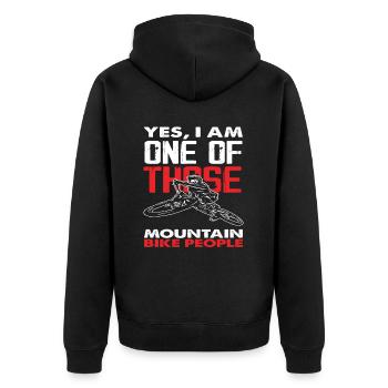 Mountain Bikers Mountain Bike People Love - Unisex Premium Organic Zip Hoodie - black - Back - Nico (187cm)