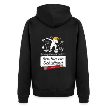 Ich bin ein Schulkind Noah - Unisex Premium Bio Zip Hoodie - Schwarz - Hinten - Nico (187cm)