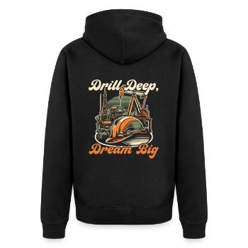 Drilling Engineer Job Profession Oil Rig Worker - Unisex Premium Organic Zip Hoodie - black - Back - Nico (187cm)