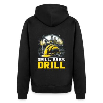 Drilling Engineer Job Profession Oil Rig Worker - Unisex Premium Organic Zip Hoodie - black - Back - Nico (187cm)