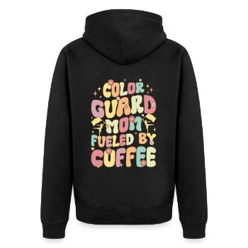 Color Guard Mom Alimenté Par Coffee Groovy Flag March - Veste à capuche bio Premium Unisexe - noir - Dos - Nico (187cm)