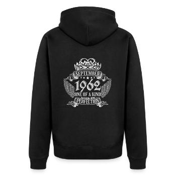 One of a Kind September 1962 Birthday - Unisex Premium Organic Zip Hoodie - black - Back - Nico (187cm)