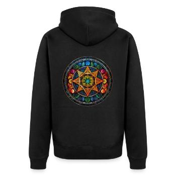 Pentacle Wicca Witchcraft Stained Glass Occult Pag - Unisex Premium Bio Zip Hoodie - Schwarz - Hinten - Nico (187cm)