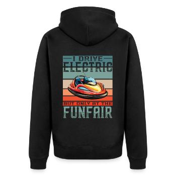 Ich fahre Elektrisch Kirmes Autoscooter - Unisex Premium Bio Zip Hoodie - Schwarz - Hinten - Nico (187cm)
