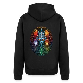 Elemental Spirit Witchcraft Stained Glass Occult P - Unisex Premium Bio Zip Hoodie - Schwarz - Hinten - Nico (187cm)