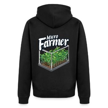 Microgreen Agriculture Gartenarbeit - Unisex Premium Bio Zip Hoodie - Schwarz - Hinten - Nico (187cm)
