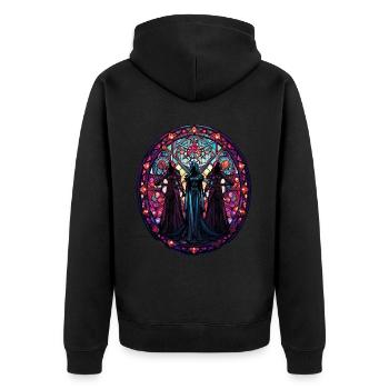 Occult Witches Wicca Witchcraft Stained Glass Paga - Unisex Premium Bio Zip Hoodie - Schwarz - Hinten - Nico (187cm)