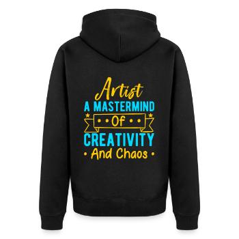 Funny Art Painter Artist Creativity And Chaos - Unisex Premium Bio Zip Hoodie - Schwarz - Hinten - Nico (187cm)