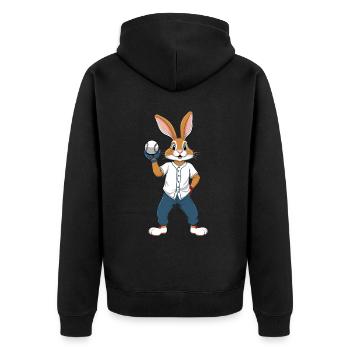 Baseballspieler Osterhase Ostern Baseball - Unisex Premium Bio Zip Hoodie - Schwarz - Hinten - Nico (187cm)