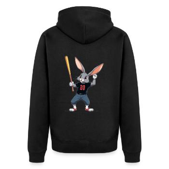 Baseball Player Easter Bunny & Easter Baseball - Unisex Premium Organic Zip Hoodie - black - Back - Nico (187cm)