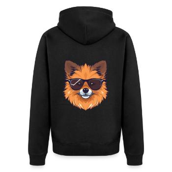 Zwergspitz Hund Pomeranian Cool - Unisex Premium Bio Zip Hoodie - Schwarz - Hinten - Nico (187cm)