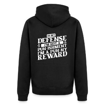 Schwarzer Humor Witzig Lustiges Wortspiel - Unisex Premium Bio Zip Hoodie - Schwarz - Hinten - Nico (187cm)