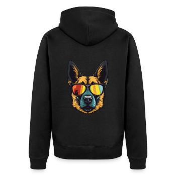 German Shepherd Dog Head Portrait Cool - Unisex Premium Organic Zip Hoodie - black - Back - Nico (187cm)