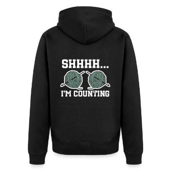 Knitting Crochet - Unisex Premium Organic Zip Hoodie - black - Back - Nico (187cm)