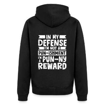 Schwarzer Humor Witzig Lustiges Wortspiel - Unisex Premium Bio Zip Hoodie - Schwarz - Hinten - Nico (187cm)