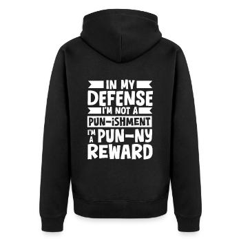 Schwarzer Humor Witzig Lustiges Wortspiel - Unisex Premium Bio Zip Hoodie - Schwarz - Hinten - Nico (187cm)