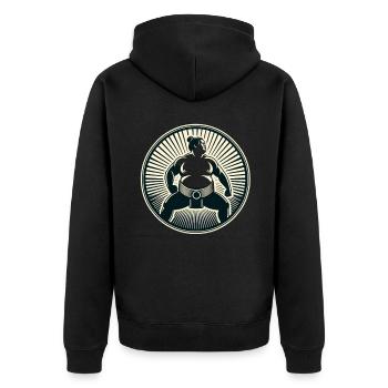 Sumo - Unisex Premium Bio Zip Hoodie - Schwarz - Hinten - Nico (187cm)