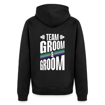 Team Groom & Groom Gay Pride Wedding Homo - Unisex Premium Organic Zip Hoodie - black - Back - Nico (187cm)