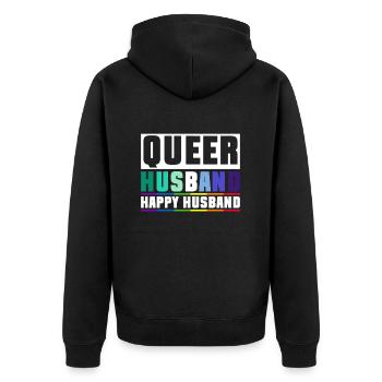 Queer Husband Happy Husband - Mariage gay - Veste à capuche bio Premium Unisexe - noir - Dos - Nico (187cm)