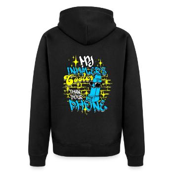 Asthma My Inhaler's Cooler Than Your Phone - Unisex Premium Bio Zip Hoodie - Schwarz - Hinten - Nico (187cm)