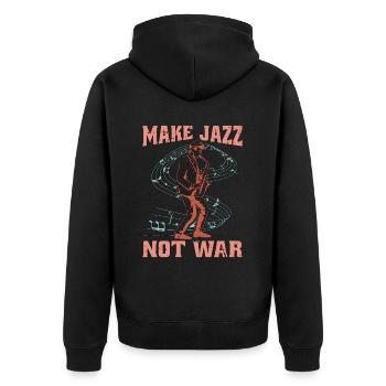 La musique jazz fait du jazz, pas de la guerre, un amateur de musique de saxophone - Veste à capuche bio Premium Unisexe - noir - Dos - Nico (187cm)