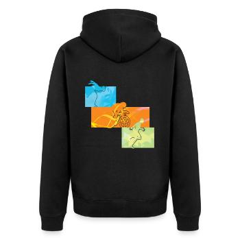 Triathlon Design Sportler Athleten - Unisex Premium Bio Zip Hoodie - Schwarz - Hinten - Nico (187cm)