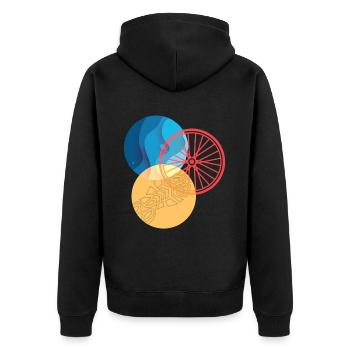 Triathlon Design Sportler Athleten - Unisex Premium Bio Zip Hoodie - Schwarz - Hinten - Nico (187cm)