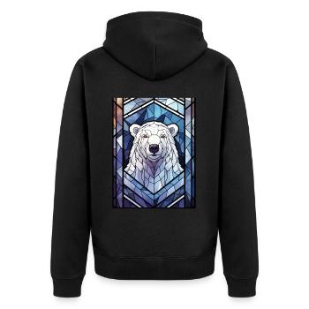 Polar Bear Wildlife Stained Glass Geometric Animal - Unisex Premium Bio Zip Hoodie - Schwarz - Hinten - Nico (187cm)