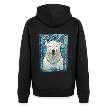 Arctic Polar Bear Stained Glass Geometric Animal - Unisex Premium Bio Zip Hoodie - Schwarz - Hinten - Nico (187cm)