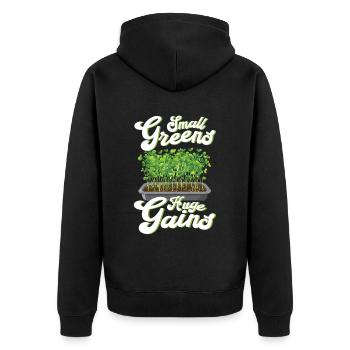 Microgreen Agriculture Gartenarbeit - Unisex Premium Bio Zip Hoodie - Schwarz - Hinten - Nico (187cm)