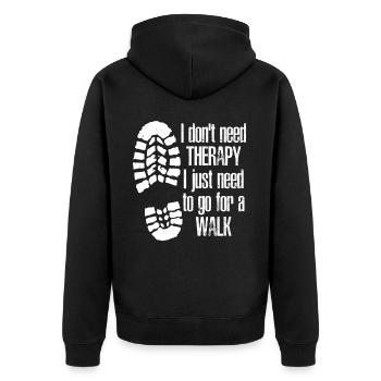 Outdoor Hiking Walk Walking Hike - Unisex Premium Organic Zip Hoodie - black - Back - Nico (187cm)