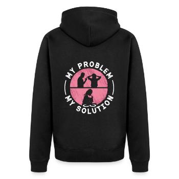 Disc Jockey My Problem My Solution Pictogram Mom - Unisex Premium Bio Zip Hoodie - Schwarz - Hinten - Nico (187cm)
