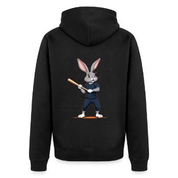 Baseballspieler Osterhase Lustiges Ostern - Unisex Premium Bio Zip Hoodie - Schwarz - Hinten - Nico (187cm)