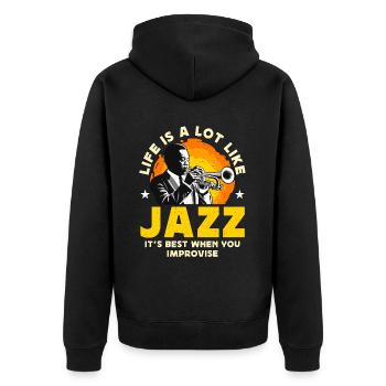 La vie de la musique jazz ressemble beaucoup à celle de son meilleur musicien - Veste à capuche bio Premium Unisexe - noir - Dos - Nico (187cm)