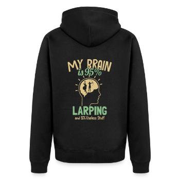 My Brain is 95% Larping LARPing Weapons Armor - Unisex Premium Organic Zip Hoodie - black - Back - Nico (187cm)
