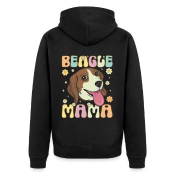 Beagle Mama Groovy Dog Mom - Unisex Premium Organic Zip Hoodie - black - Back - Nico (187cm)