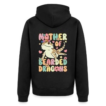 Mutter von Bartagamen Groovy Lizard Lover - Unisex Premium Bio Zip Hoodie - Schwarz - Hinten - Nico (187cm)